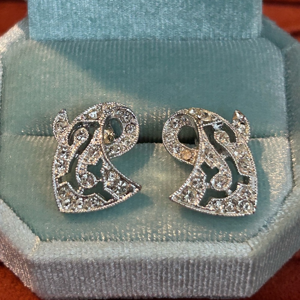 ❤️ Emmons Diamond Clip On Earrings Vintage